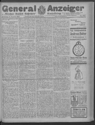 Münchner neueste Nachrichten Sonntag 21. Dezember 1913