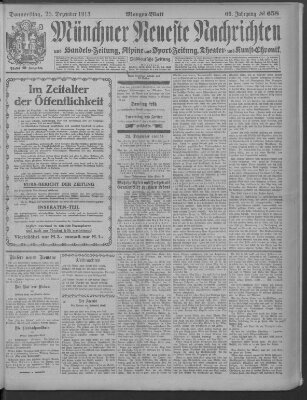 Münchner neueste Nachrichten Donnerstag 25. Dezember 1913