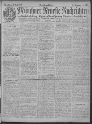 Münchner neueste Nachrichten Samstag 3. Mai 1913