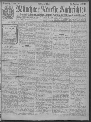 Münchner neueste Nachrichten Samstag 3. Mai 1913