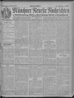 Münchner neueste Nachrichten Sonntag 11. Mai 1913