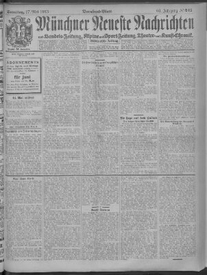 Münchner neueste Nachrichten Samstag 17. Mai 1913