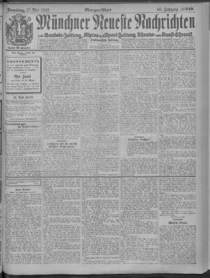 Münchner neueste Nachrichten Samstag 17. Mai 1913