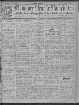 Münchner neueste Nachrichten Samstag 24. Mai 1913