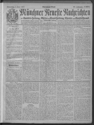 Münchner neueste Nachrichten Sonntag 1. Juni 1913