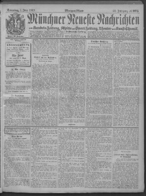 Münchner neueste Nachrichten Sonntag 1. Juni 1913