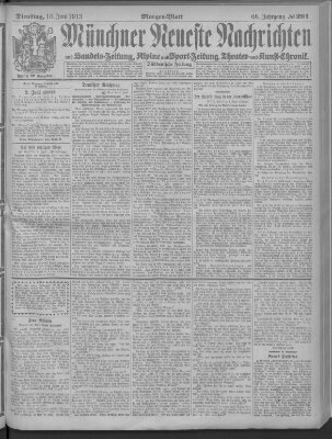 Münchner neueste Nachrichten Dienstag 10. Juni 1913