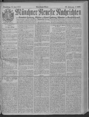 Münchner neueste Nachrichten Samstag 14. Juni 1913