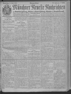 Münchner neueste Nachrichten Samstag 14. Juni 1913