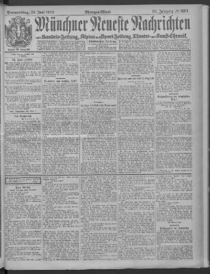 Münchner neueste Nachrichten Donnerstag 26. Juni 1913