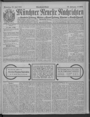 Münchner neueste Nachrichten Sonntag 29. Juni 1913