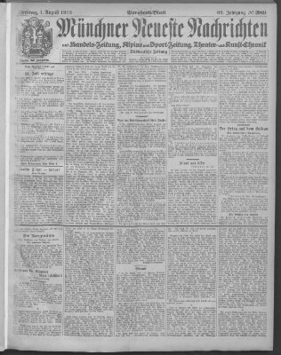 Münchner neueste Nachrichten Freitag 1. August 1913