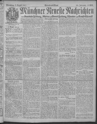 Münchner neueste Nachrichten Samstag 2. August 1913