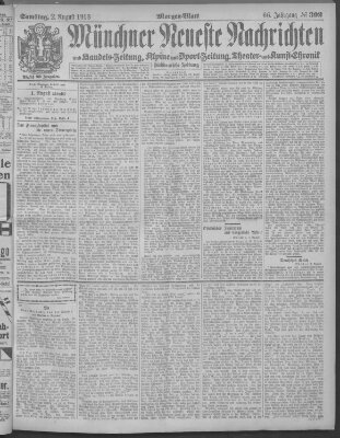 Münchner neueste Nachrichten Samstag 2. August 1913