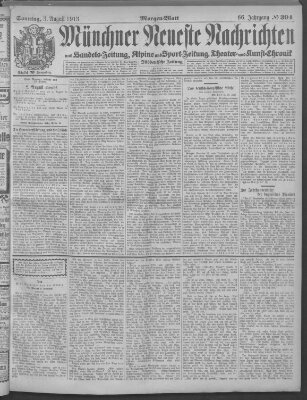 Münchner neueste Nachrichten Sonntag 3. August 1913