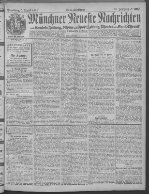 Münchner neueste Nachrichten Dienstag 5. August 1913