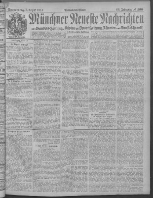 Münchner neueste Nachrichten Donnerstag 7. August 1913