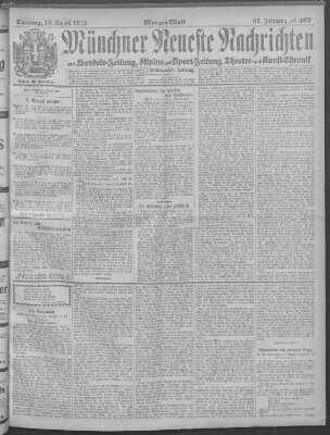 Münchner neueste Nachrichten Sonntag 10. August 1913