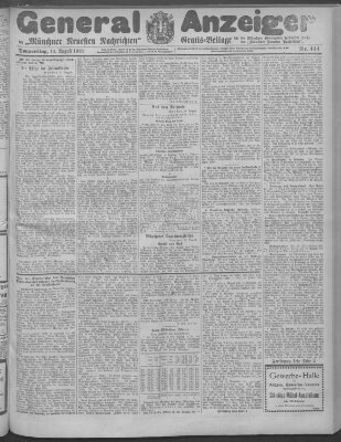 Münchner neueste Nachrichten Donnerstag 14. August 1913