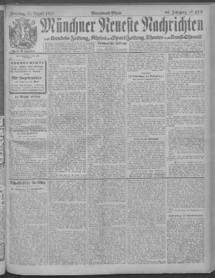 Münchner neueste Nachrichten Freitag 15. August 1913