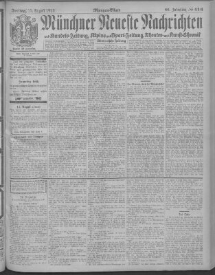 Münchner neueste Nachrichten Freitag 15. August 1913