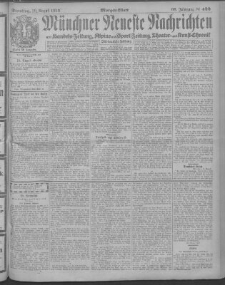 Münchner neueste Nachrichten Dienstag 19. August 1913