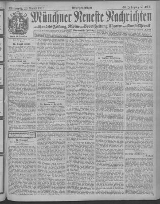 Münchner neueste Nachrichten Mittwoch 20. August 1913