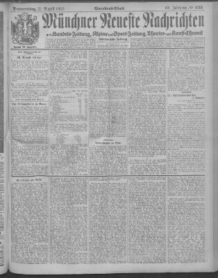 Münchner neueste Nachrichten Donnerstag 21. August 1913