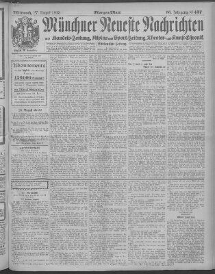 Münchner neueste Nachrichten Mittwoch 27. August 1913