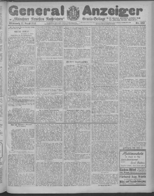 Münchner neueste Nachrichten Mittwoch 27. August 1913