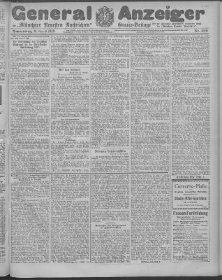 Münchner neueste Nachrichten Donnerstag 28. August 1913