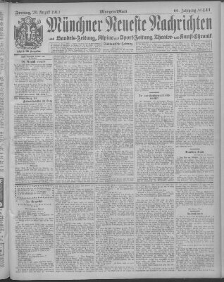 Münchner neueste Nachrichten Freitag 29. August 1913