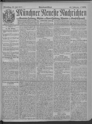 Münchner neueste Nachrichten Dienstag 22. Juli 1913