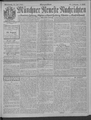 Münchner neueste Nachrichten Mittwoch 30. Juli 1913