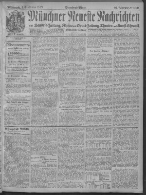 Münchner neueste Nachrichten Mittwoch 3. September 1913