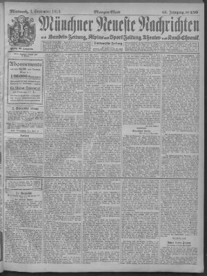 Münchner neueste Nachrichten Mittwoch 3. September 1913