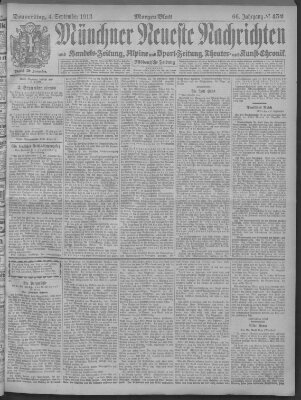 Münchner neueste Nachrichten Donnerstag 4. September 1913