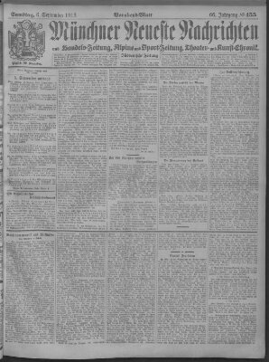 Münchner neueste Nachrichten Samstag 6. September 1913