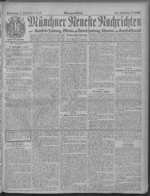 Münchner neueste Nachrichten Sonntag 7. September 1913