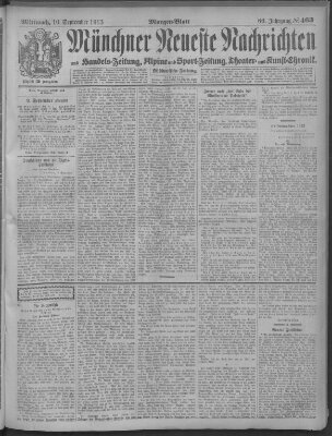 Münchner neueste Nachrichten Mittwoch 10. September 1913