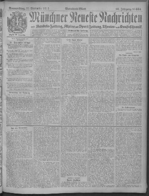 Münchner neueste Nachrichten Donnerstag 11. September 1913