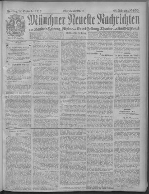 Münchner neueste Nachrichten Freitag 12. September 1913