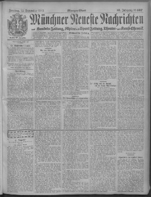 Münchner neueste Nachrichten Freitag 12. September 1913