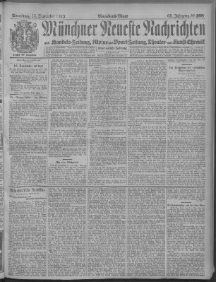 Münchner neueste Nachrichten Samstag 13. September 1913