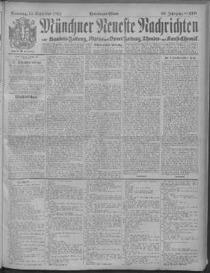 Münchner neueste Nachrichten Sonntag 14. September 1913