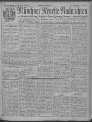 Münchner neueste Nachrichten Donnerstag 18. September 1913