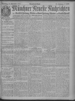 Münchner neueste Nachrichten Dienstag 23. September 1913