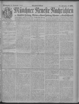 Münchner neueste Nachrichten Mittwoch 24. September 1913