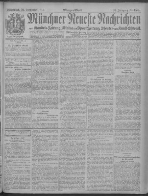 Münchner neueste Nachrichten Mittwoch 24. September 1913