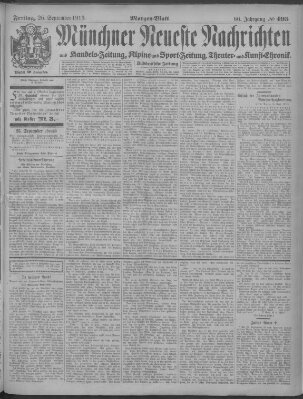 Münchner neueste Nachrichten Freitag 26. September 1913